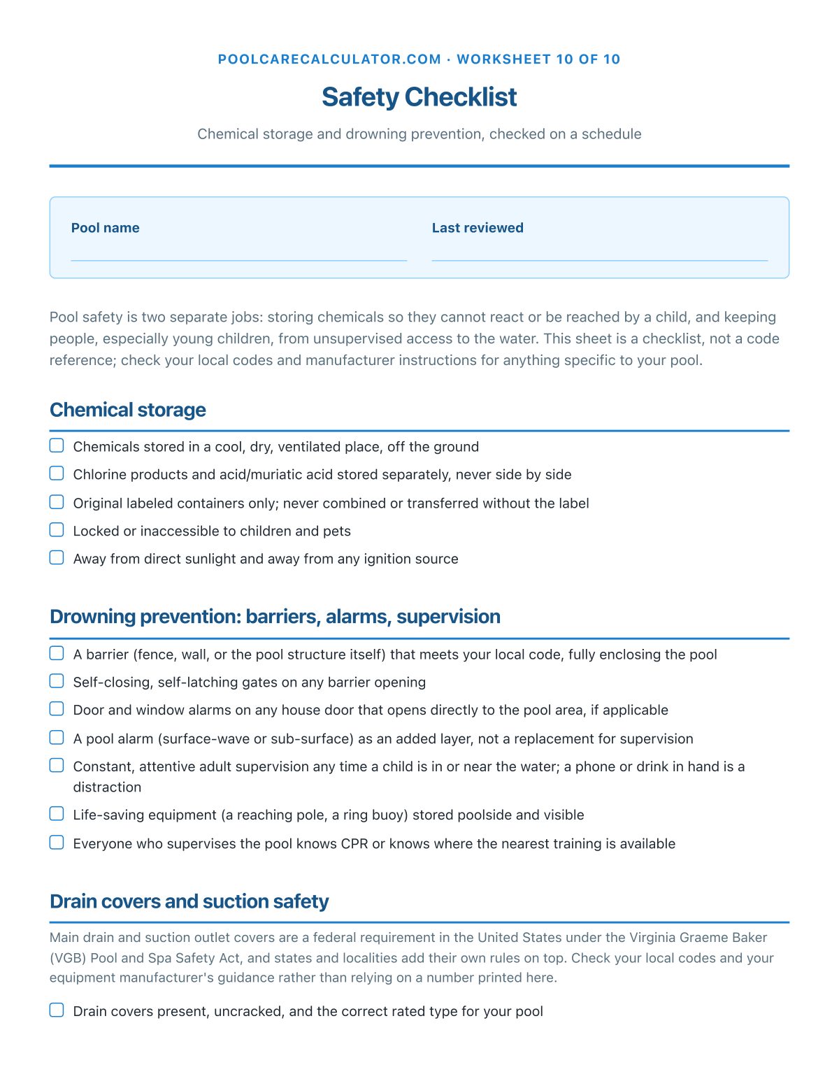 Safety Checklist